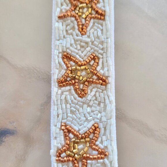 Gold Sparkle Star Seed Beaded Crossbody Box Bag with Star Strap Western Boho NEW - Picture 8 of 8